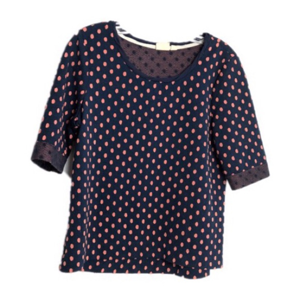 Ace Delivery Polka Dot Twisted Collar Blue Top S